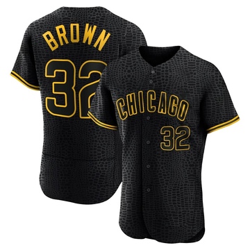 Black Authentic Ben Brown Men's Chicago Cubs Snake Skin City Jersey