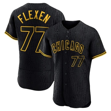 Black Authentic Chris Flexen Men's Chicago Cubs Snake Skin City Jersey