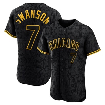 Black Authentic Dansby Swanson Men's Chicago Cubs Snake Skin City Jersey