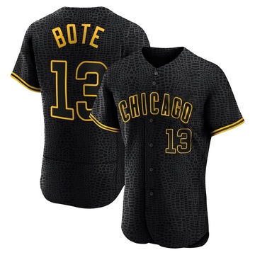 Black Authentic David Bote Men's Chicago Cubs Snake Skin City Jersey
