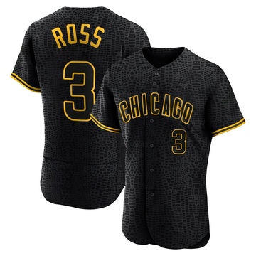 Black Authentic David Ross Men's Chicago Cubs Snake Skin City Jersey