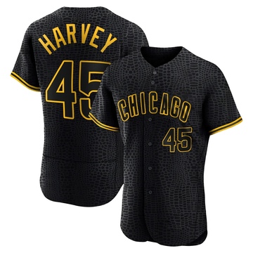 Black Authentic Hunter Harvey Men's Chicago Cubs Snake Skin City Jersey