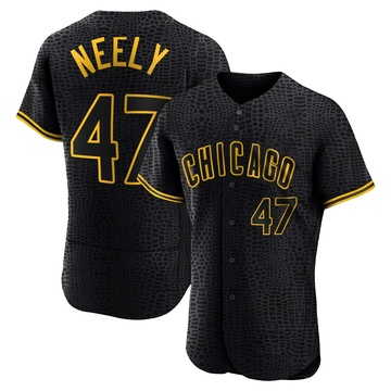 Black Authentic Jack Neely Men's Chicago Cubs Snake Skin City Jersey