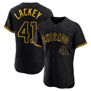 Black Authentic John Lackey Men's Chicago Cubs Snake Skin City Jersey