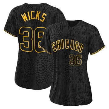 Black Authentic Jordan Wicks Women's Chicago Cubs Snake Skin City Jersey