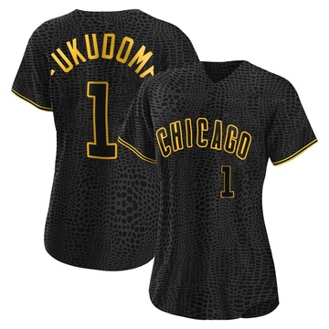 Black Authentic Kosuke Fukudome Women's Chicago Cubs Snake Skin City Jersey
