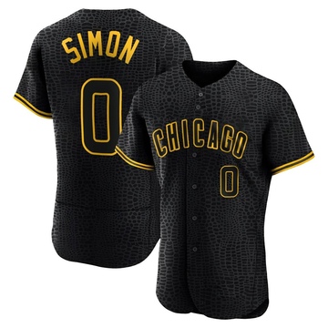 Black Authentic Ronny Oliver Simon Men's Chicago Cubs Snake Skin City Jersey
