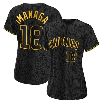 Black Authentic Shota Imanaga Women's Chicago Cubs Snake Skin City Jersey