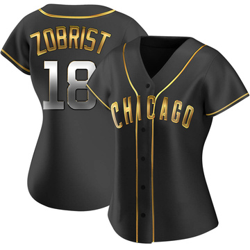 Black Golden Replica Ben Zobrist Women's Chicago Cubs Alternate Jersey