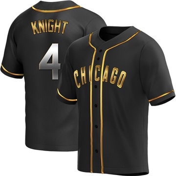 Black Golden Replica Caleb Knight Men's Chicago Cubs Alternate Jersey