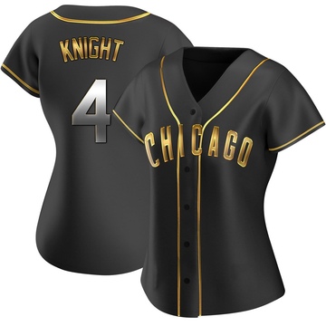 Black Golden Replica Caleb Knight Women's Chicago Cubs Alternate Jersey