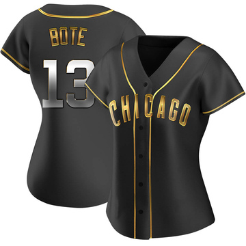 Black Golden Replica David Bote Women's Chicago Cubs Alternate Jersey