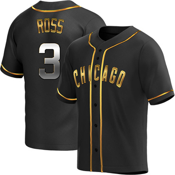 Black Golden Replica David Ross Men's Chicago Cubs Alternate Jersey