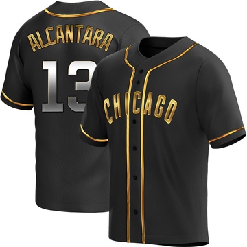 Black Golden Replica Kevin Alcantara Men's Chicago Cubs Alternate Jersey