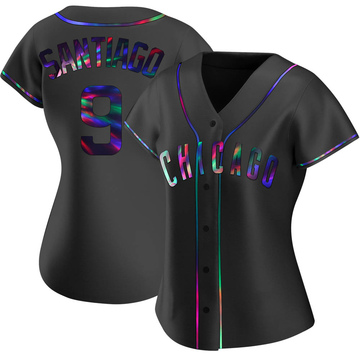 Black Holographic Replica Benito Santiago Women's Chicago Cubs Alternate Jersey