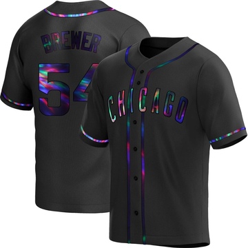 Black Holographic Replica Colten Brewer Men's Chicago Cubs Alternate Jersey
