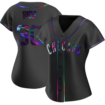 Black Holographic Replica Edwin Rios Women's Chicago Cubs Alternate Jersey