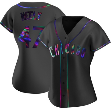 Black Holographic Replica Jack Neely Women's Chicago Cubs Alternate Jersey