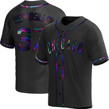 Black Holographic Replica Michael Hermosillo Men's Chicago Cubs Alternate Jersey