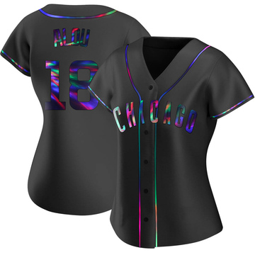 Black Holographic Replica Moises Alou Women's Chicago Cubs Alternate Jersey
