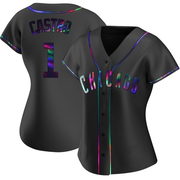 Black Holographic Replica Willi Castro Women's Chicago Cubs Alternate Jersey
