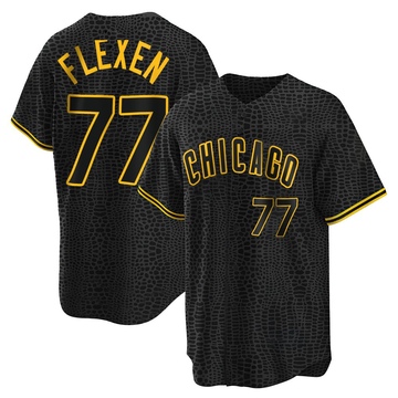 Black Replica Chris Flexen Men's Chicago Cubs Snake Skin City Jersey