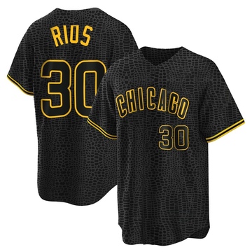 Black Replica Edwin Rios Men's Chicago Cubs Snake Skin City Jersey