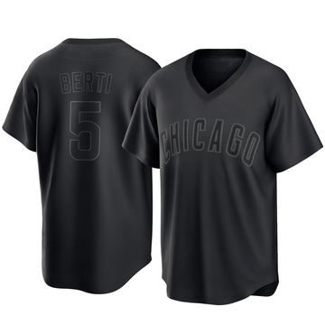 Black Replica Jon Berti Men's Chicago Cubs Pitch Fashion Jersey