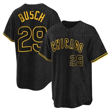 Black Replica Michael Busch Youth Chicago Cubs Snake Skin City Jersey