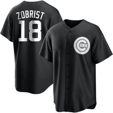 Black/White Replica Ben Zobrist Men's Chicago Cubs Jersey