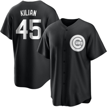 Black/White Replica Caleb Kilian Men's Chicago Cubs Jersey