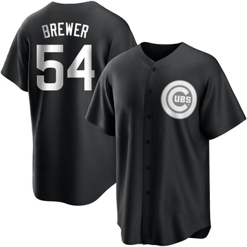Black/White Replica Colten Brewer Youth Chicago Cubs Jersey