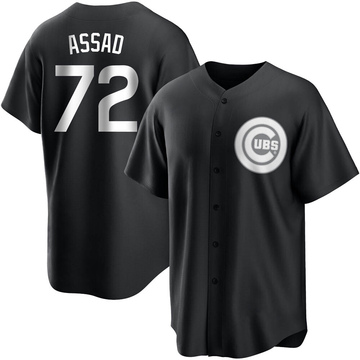 Black/White Replica Javier Assad Men's Chicago Cubs Jersey