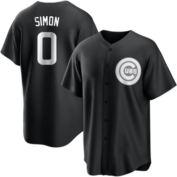 Black/White Replica Ronny Oliver Simon Men's Chicago Cubs Jersey