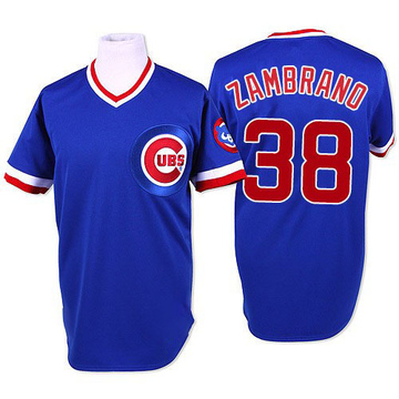Blue Authentic Carlos Zambrano Men's Chicago Cubs Throwback Jersey