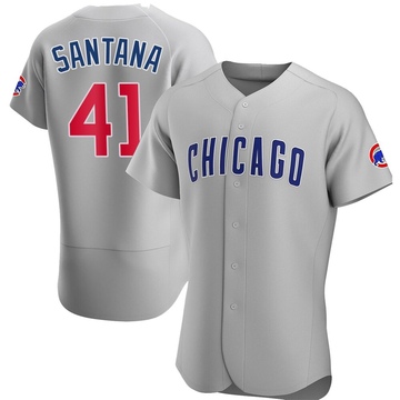 Gray Authentic Carlos Santana Men's Chicago Cubs Road Jersey