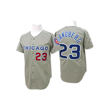 Grey Authentic Ryne Sandberg Men's Chicago Cubs Throwback Jersey