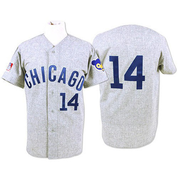 Grey Replica Ernie Banks Men's Chicago Cubs Throwback Jersey