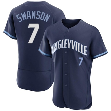 Navy Authentic Dansby Swanson Men's Chicago Cubs 2021 City Connect Jersey