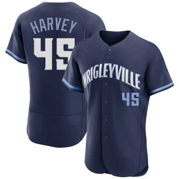 Navy Authentic Hunter Harvey Men's Chicago Cubs 2021 City Connect Jersey