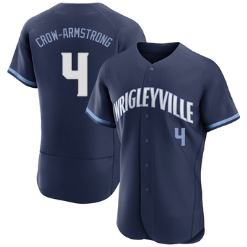 Navy Authentic Pete Crow-Armstrong Men's Chicago Cubs 2021 City Connect Jersey