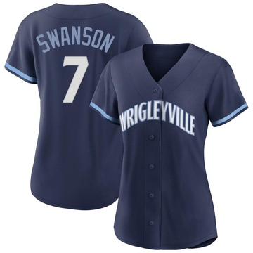 Navy Replica Dansby Swanson Women's Chicago Cubs 2021 City Connect Jersey