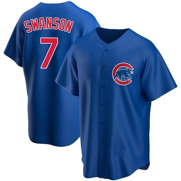 Royal Replica Dansby Swanson Men's Chicago Cubs Alternate Jersey