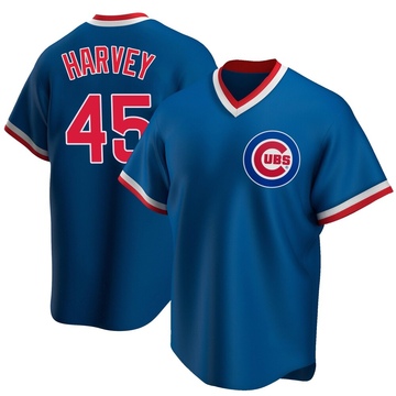 Royal Replica Hunter Harvey Men's Chicago Cubs Road Cooperstown Collection Jersey