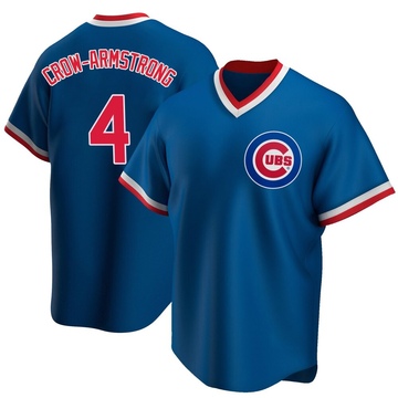 Royal Replica Pete Crow-Armstrong Men's Chicago Cubs Road Cooperstown Collection Jersey