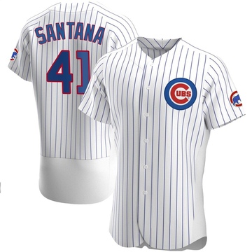 White Authentic Carlos Santana Men's Chicago Cubs Home Jersey