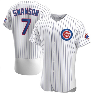 White Authentic Dansby Swanson Men's Chicago Cubs Home Jersey