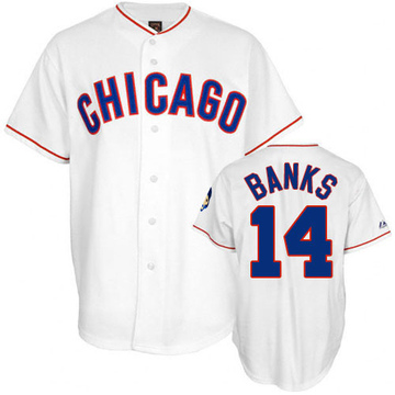 White Authentic Ernie Banks Men's Chicago Cubs 1968 Throwback Jersey