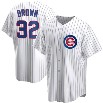 White Replica Ben Brown Men's Chicago Cubs Home Jersey
