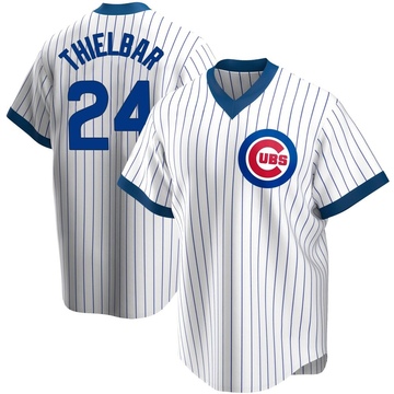 White Replica Caleb Thielbar Men's Chicago Cubs Home Cooperstown Collection Jersey